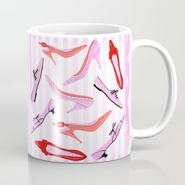 Pink Stiped Shoe And High Heel Pattern Coffee Mug