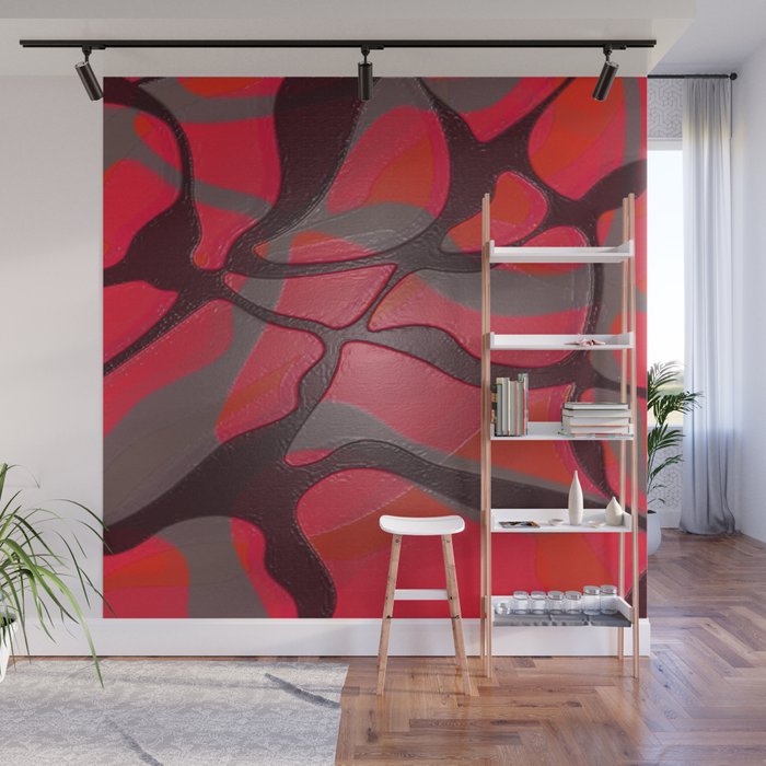 Retro Pop Art Abstract Red Gloss Wall Mural