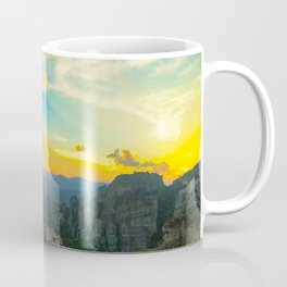 sunset in Meteora Greece Coffee Mug