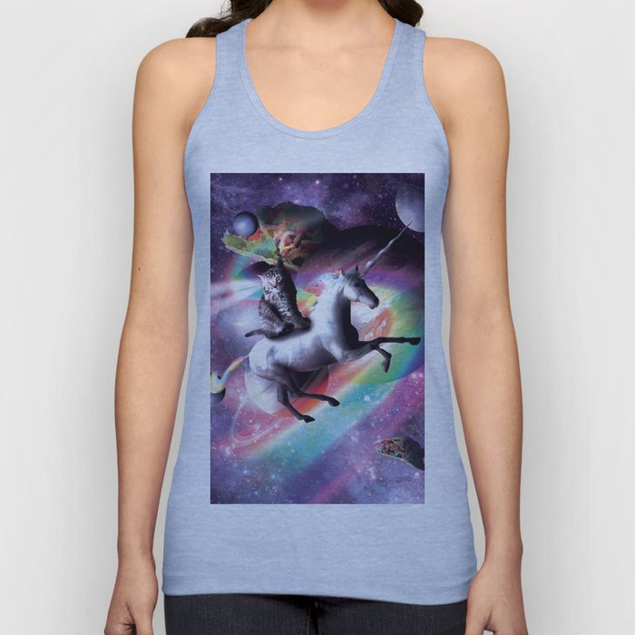 Space Cat Riding Unicorn - Laser, Tacos And Rainbow Tank Top