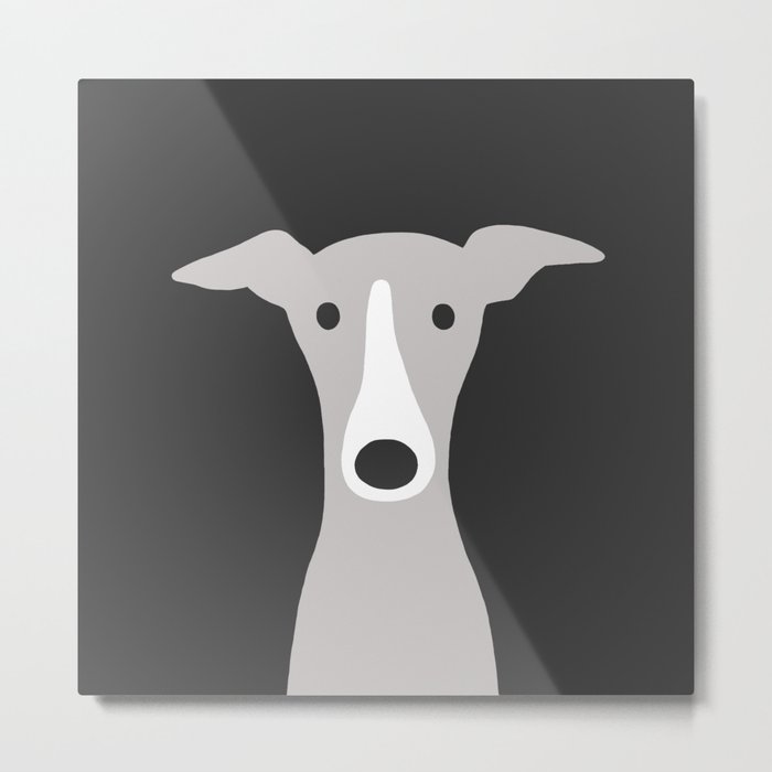 Cute Greyhound, Italian Greyhound or Whippet Cartoon Dog Metal Print