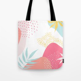 Abstract Pattern + Tropical Leaves 4 | Mint Palette Tote Bag