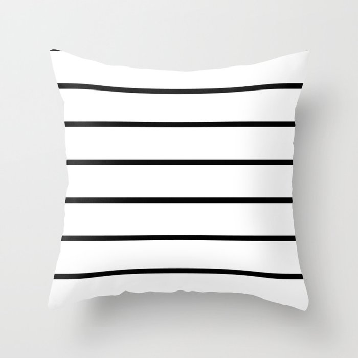 Black and White Stripes Thin Black Wide White Throw Pillow by