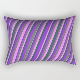 [ Thumbnail: Purple, Dim Grey, Violet, and Dark Slate Gray Colored Lines/Stripes Pattern Rectangular Pillow ]