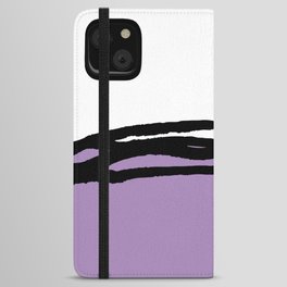 Abstract Line Art Black White Purple Violet Lavender iPhone Wallet Case