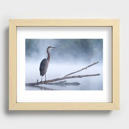 Great Blue Heron in the Mist Recessed Framed Print