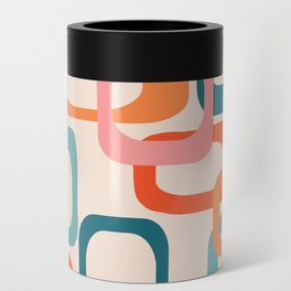 Overlapping Mid Century Modern Shapes in Pinks Oranges and Blue Greens Can Cooler