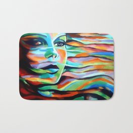 "Sheltered by the wind" Bath Mat | People, Abstract, Painting, Love 