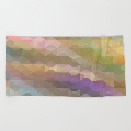 Soft Colored Rainbow Geometric Design Beach Towel