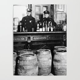 Prohibition - Speakeasy Police Raid Bootlegger - Moonshine Alcohol Poster
