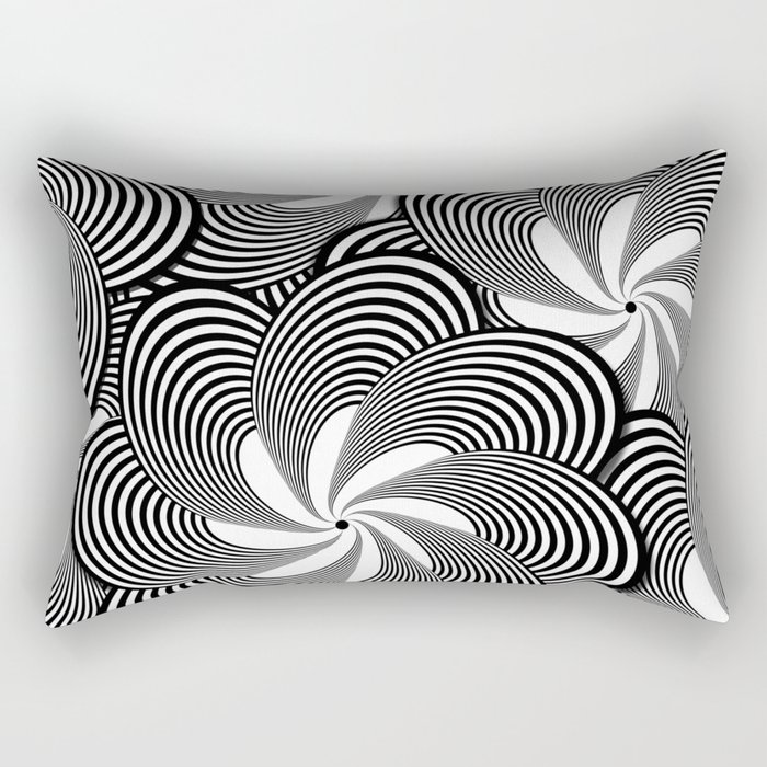 Fun Black and White Flower Pattern - Digital Illustration - Graphic Design Rectangular Pillow