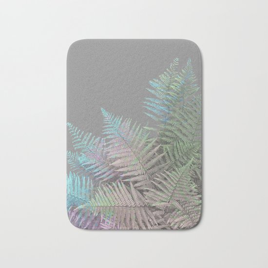 Rainbow Fern on Grey #decor #buyart #foliage Bath Mat