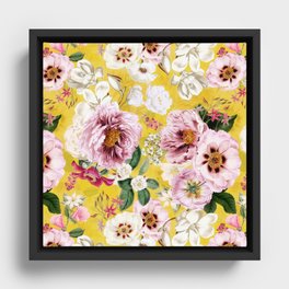 Vintage & Shabby Chic - Colorful Spring Flower Peony Botanical Garden Framed Canvas