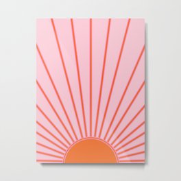 Sun Print Sunrise Sunshine Pastel Pink And Orange Retro Sun Wall Art Vintage Boho Modern Abstract Metal Print | Boho, Sunprint, Sunshine, Cute, Orange, Summer, Modern, Sunwallart, Pink, Retro 