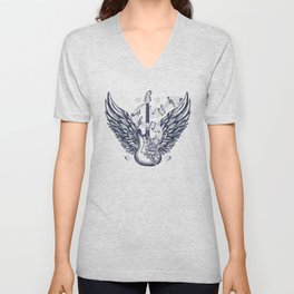 Guitar and wings V Neck T Shirt