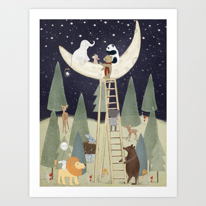 the moon forest Art Print