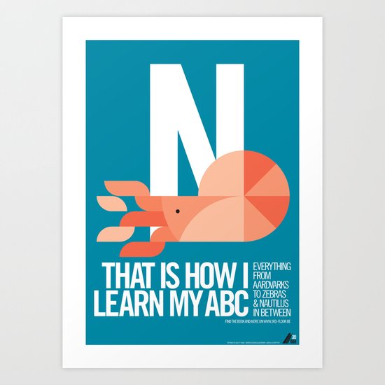 Animal Alphabet N Art Print