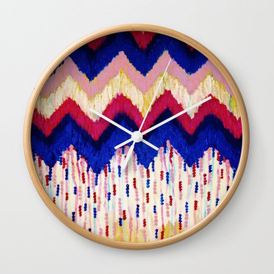 SHINE ON, Revisited - Americana Red White Blue USA Abstract Acrylic Painting Home Decor Xmas Gift Wall Clock