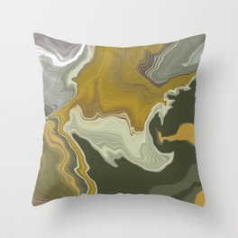 Olive acrylic pouring Throw Pillow