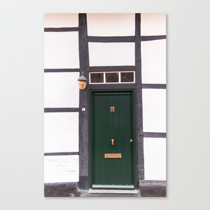 Green Door on Typical Dutch House - Travel photography in Limburg, the Netherlands Canvas Print