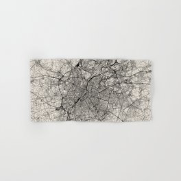 Belgium, Brussels - Black and White City Map - Aesthetic Wall Art Hand & Bath Towel