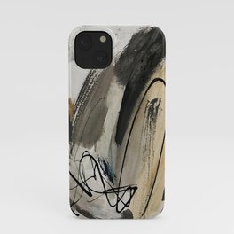 Drift [5]: a neutral abstract mixed media piece in black, white, gray, brown iPhone Case