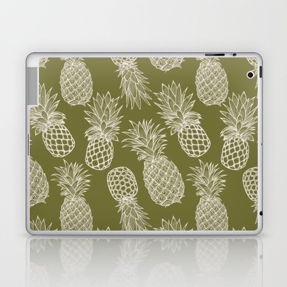 Fresh Pineapples Olive & White Laptop & iPad Skin