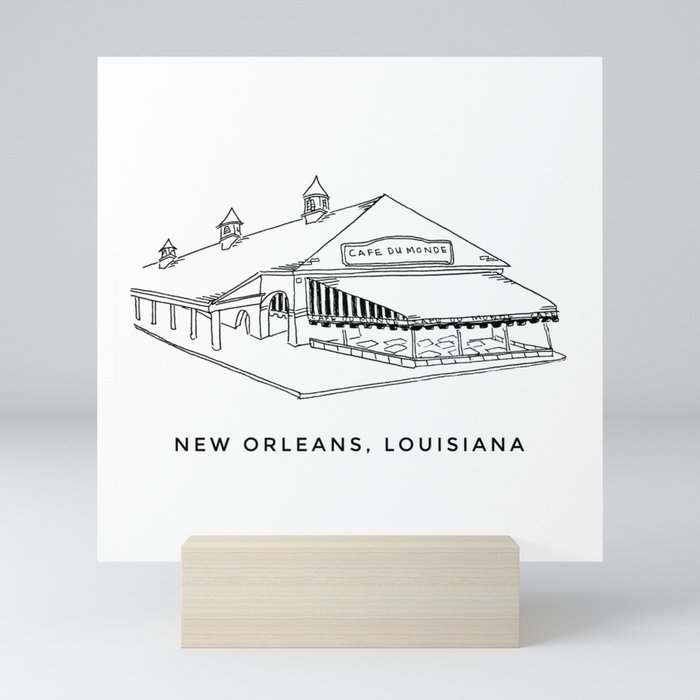 Cafe Du Monde New Orleans Sketch Mini Art Print By Mathisartco Society6