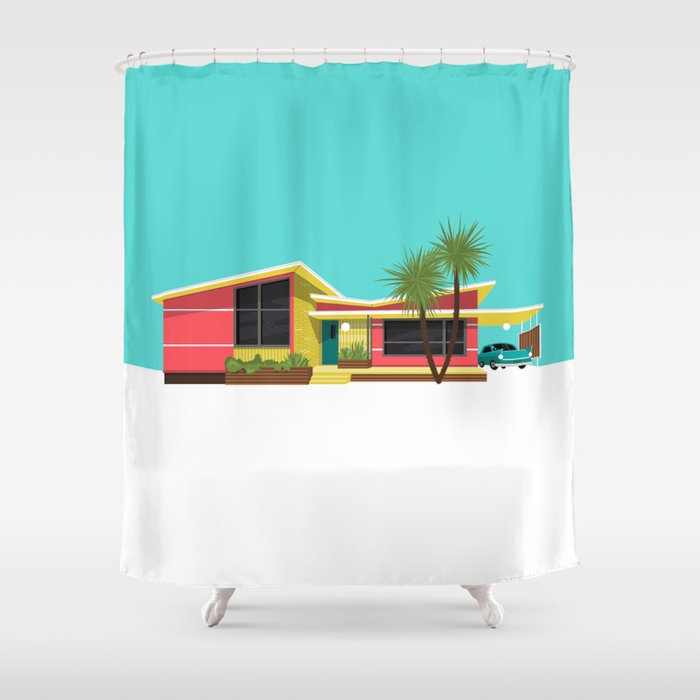 Mid Century House, Miami Shower Curtain