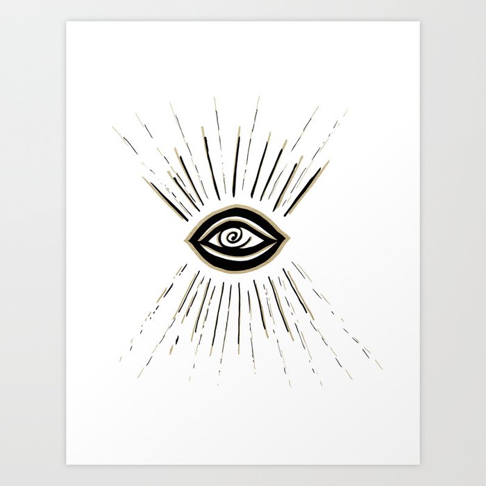 pix Evil Eye Line Drawing evil eye gold black on white 1 drawing decor art society6 art print by anita s bella s artwork