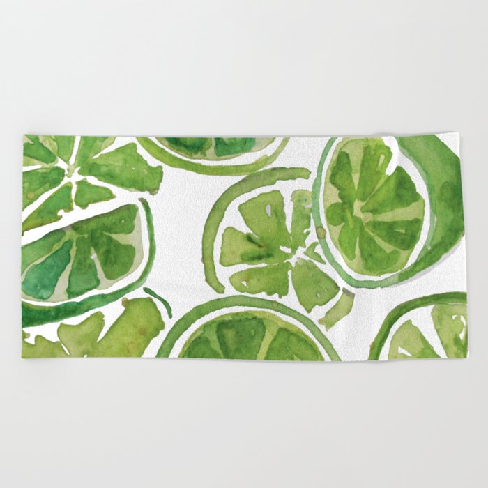 Juicy Limes - watercolor Beach Towel