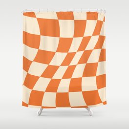 groovy tangerine plaid Shower Curtain