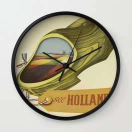Vintage poster - Holland Wall Clock | Windmills, Tourists, Tulips, Advertisement, Hip, European, Tourism, Painting, Cool, Holland 