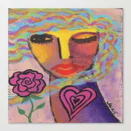 Bring Me Flowers Abstract Portrait of a Woman on OSB Board Canvas Print