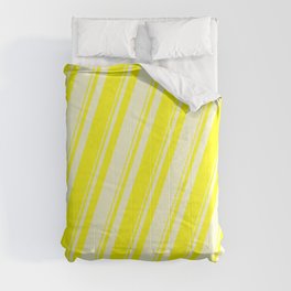 [ Thumbnail: Yellow and Light Yellow Colored Lines/Stripes Pattern Comforter ]