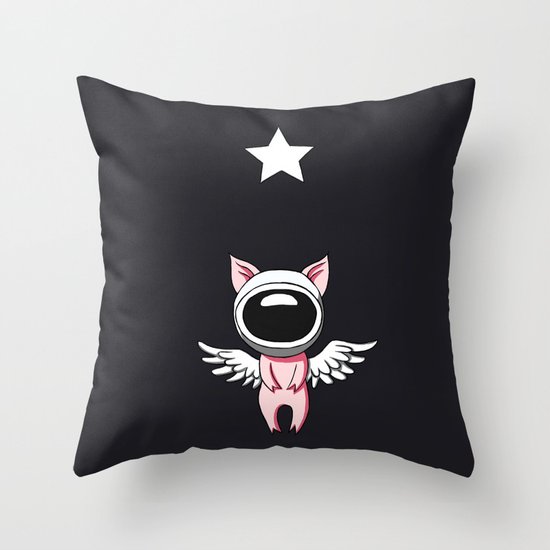 Piglet in Space Throw Pillow