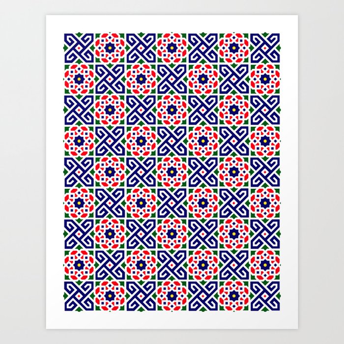 Geometric Oriental Traditional Andalusian Moroccan Tiles Style  Art Print