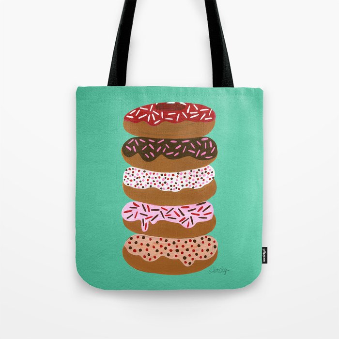Stacked Donuts on Mint Tote Bag