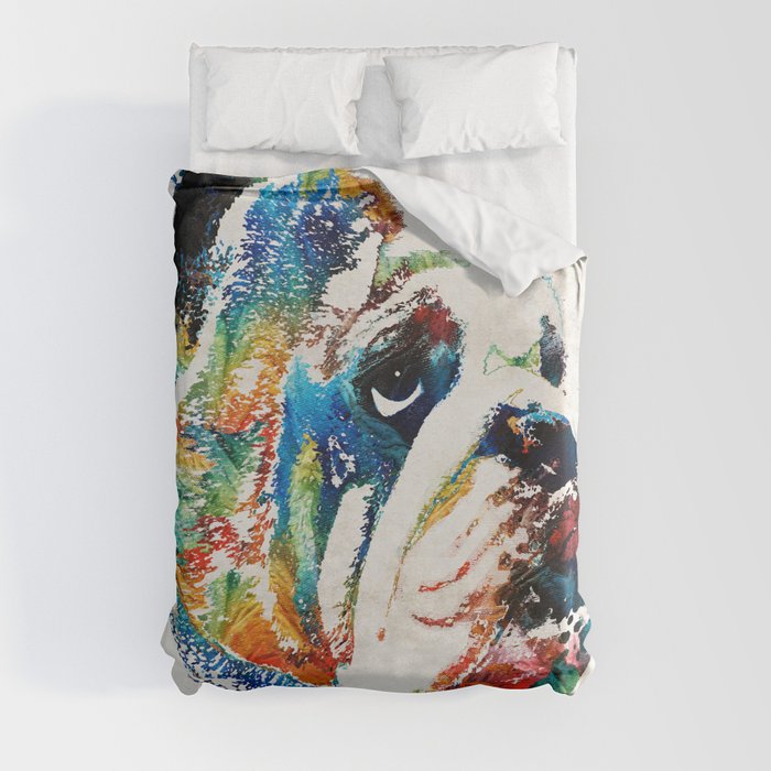 Bulldog Pop Art - How Bout A Kiss - By Sharon Cummings Duvet Cover