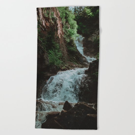 Alaska Waterfall Beach Towel