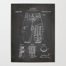 Football Pants Patent - Football Art - Black Chalkboard Poster