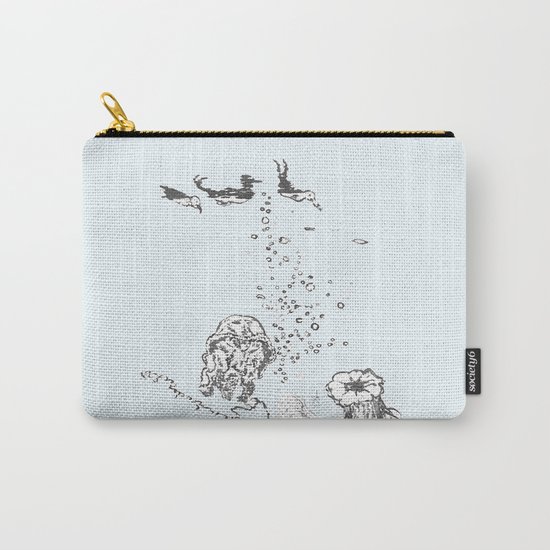 Two Tailed Duck and Jellyfish Pale Blue Carry-All Pouch
