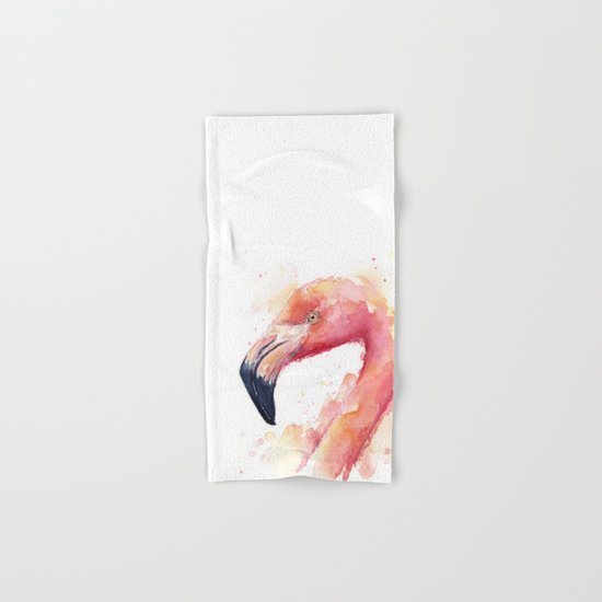 Flamingo Watercolor Pink Bird Tropical Animal Hand & Bath Towel