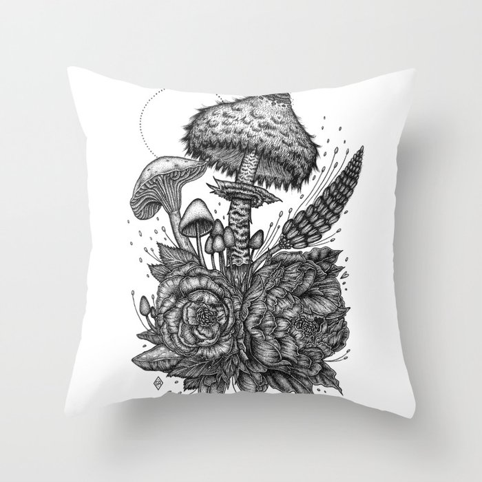 Mushrooms Throw Pillow