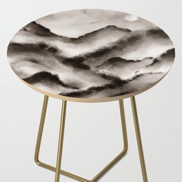 Black and White Wanderlust Foggy Mountains Side Table