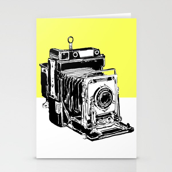 Vintage Graphex Camera pop art print in canary yellow Stationery Cards