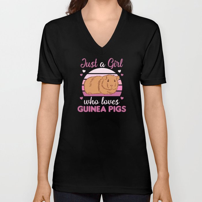 Just A Girl who Loves Guinea Pigs - Sweet Guinea V Neck T Shirt