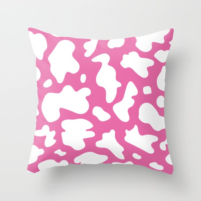 Hot Pink cow pattern Throw Pillow