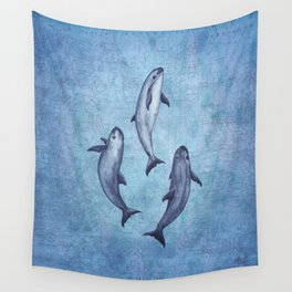 Three Little Vaquitas ~ Watercolor Art ~ (Copyright 2015) Wall Tapestry