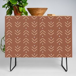 Arrow Lines Geometric Pattern 41 in Terracotta Beige Credenza